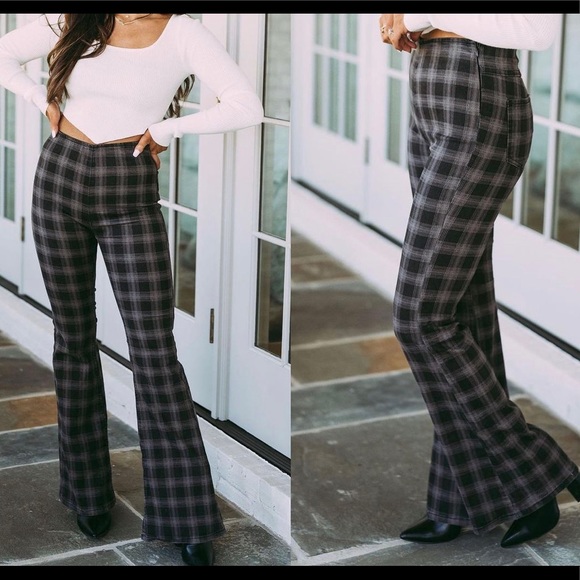Plaid Flare Pants - Picture 3 of 4